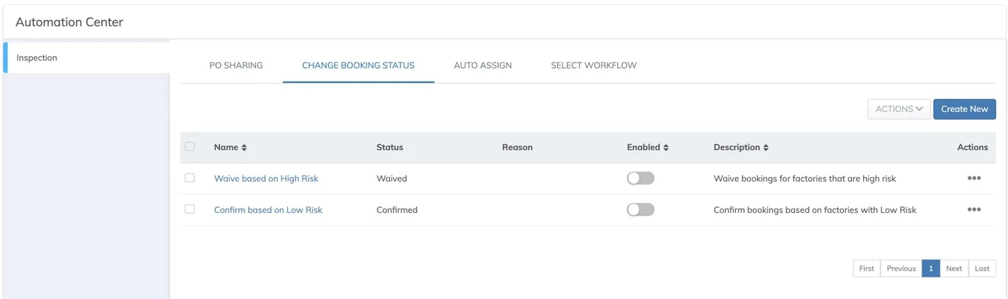 Inspectorio Blog Post Automation center Change booking Status